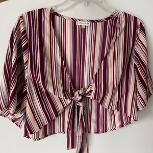 Striped tie front top